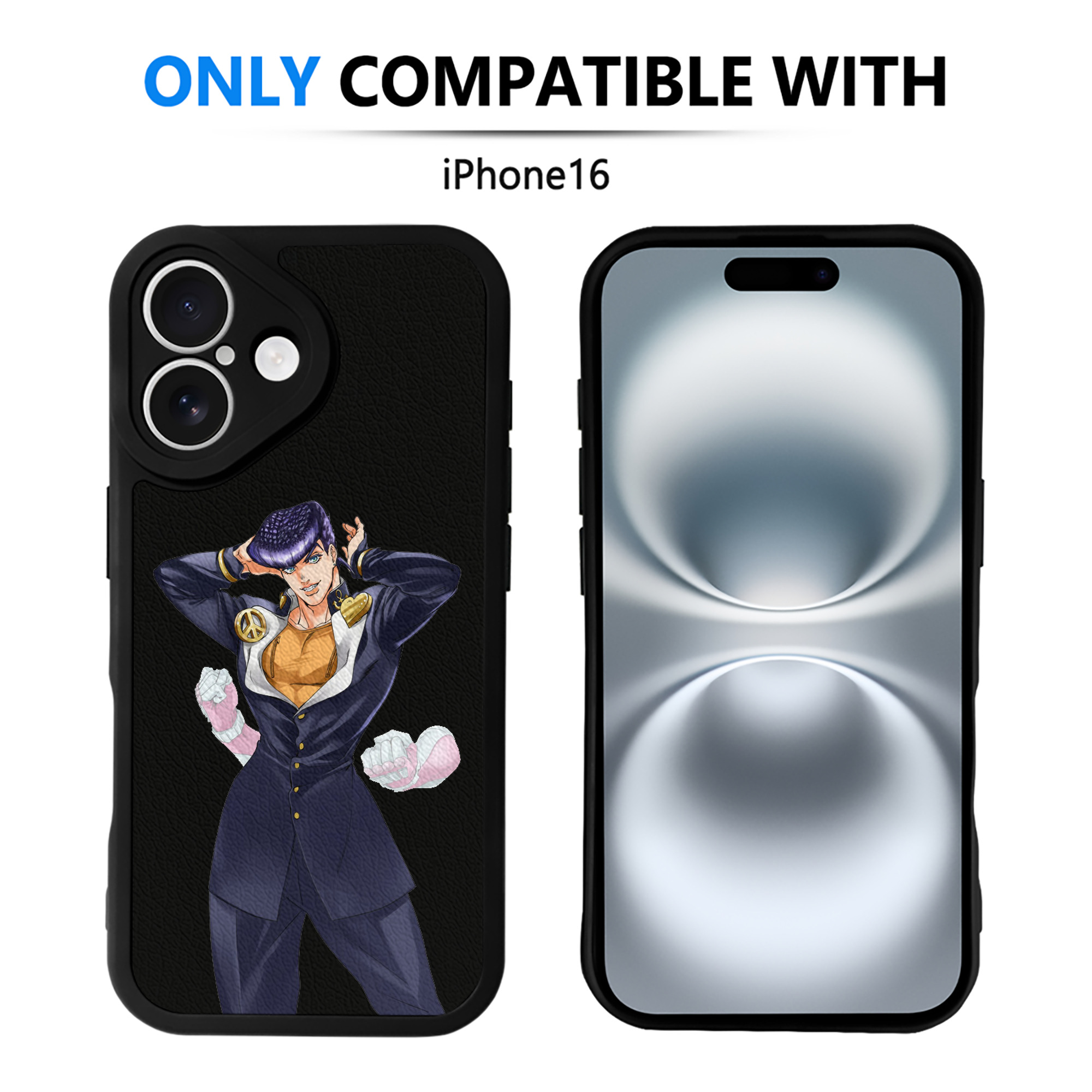 （画像用） ジョジョの奇妙な冒険 ひがしかた じょうすけ JoJo's Bizarre Adventure Higashikata Josuke 【iPhone 16シリーズ対応】シリコンスマホケース（レザー調） 材質：シリコン